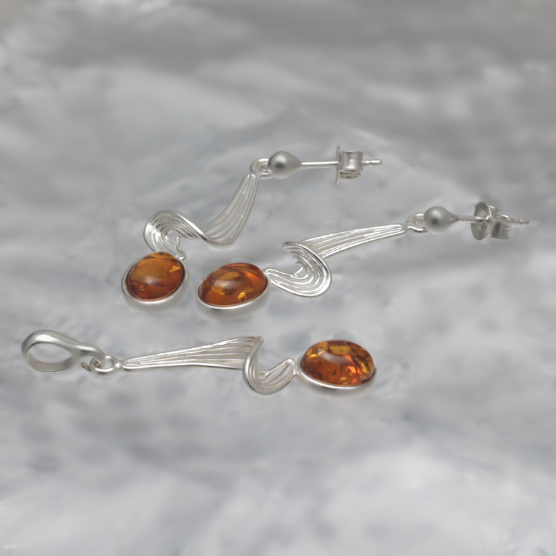 SILBER SET MIT AMBER_GKOM-017