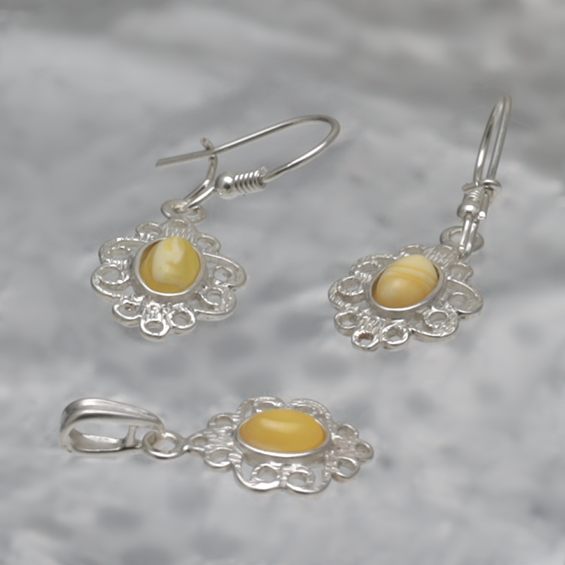 SILBER SET MIT AMBER_KKOM-026