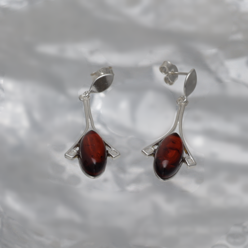 SILVER EARRINGS WITH AMBER_GKSB-002