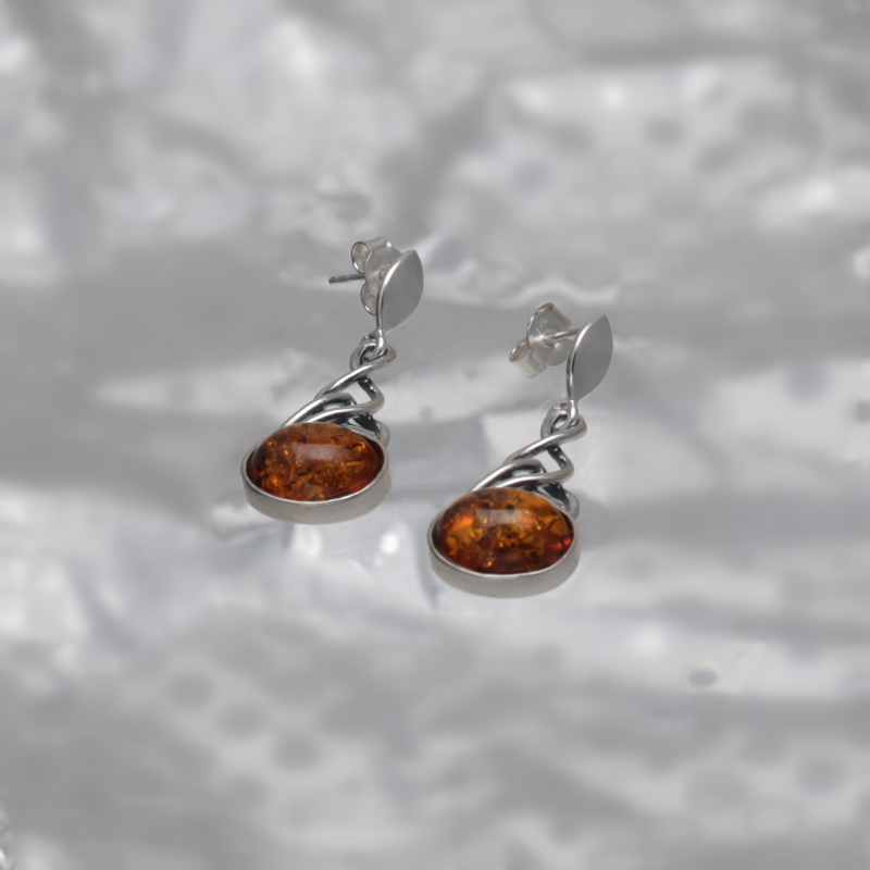 SILVER EARRINGS WITH AMBER_GKSB-007