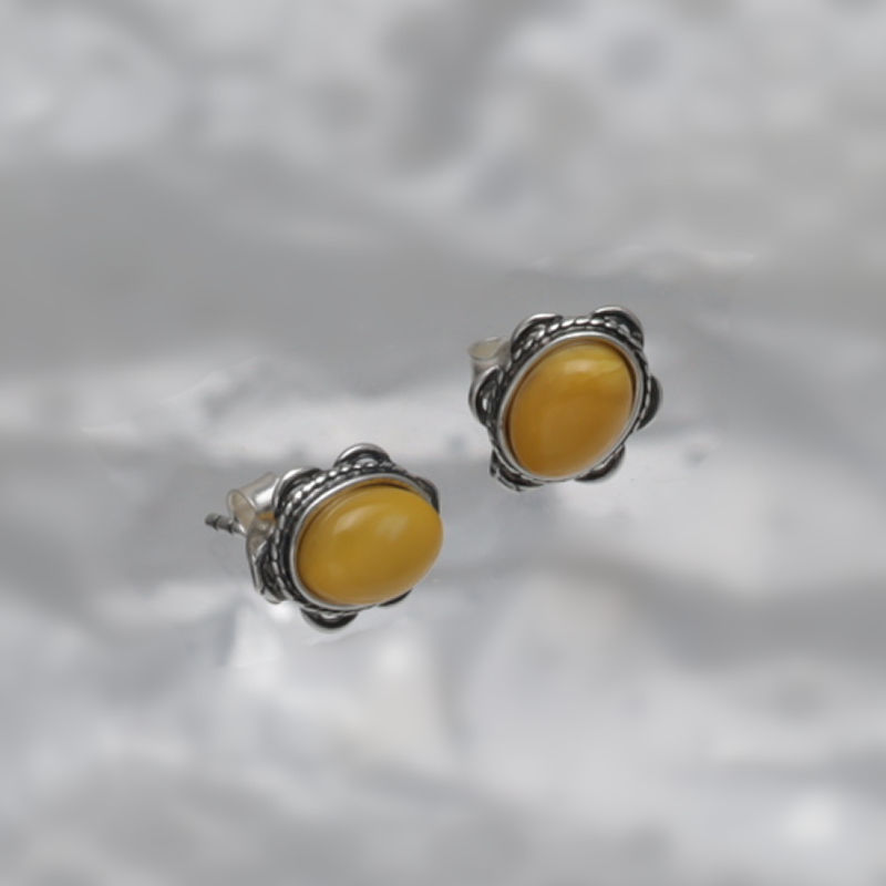 SILVER EARRINGS WITH AMBER_GKSB-009