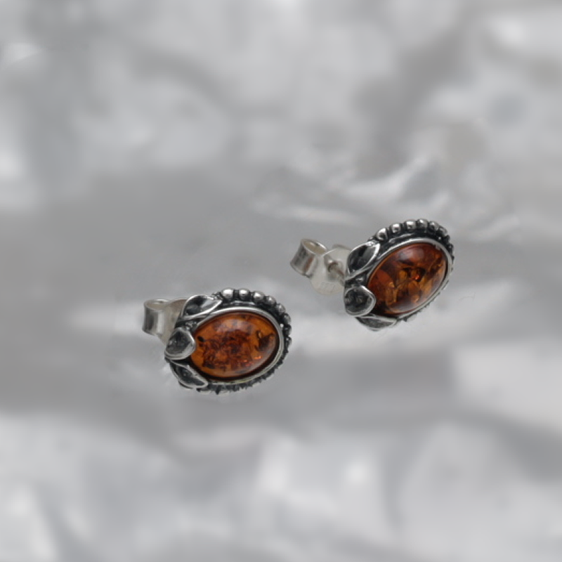 SILVER EARRINGS WITH AMBER_GKSB-010