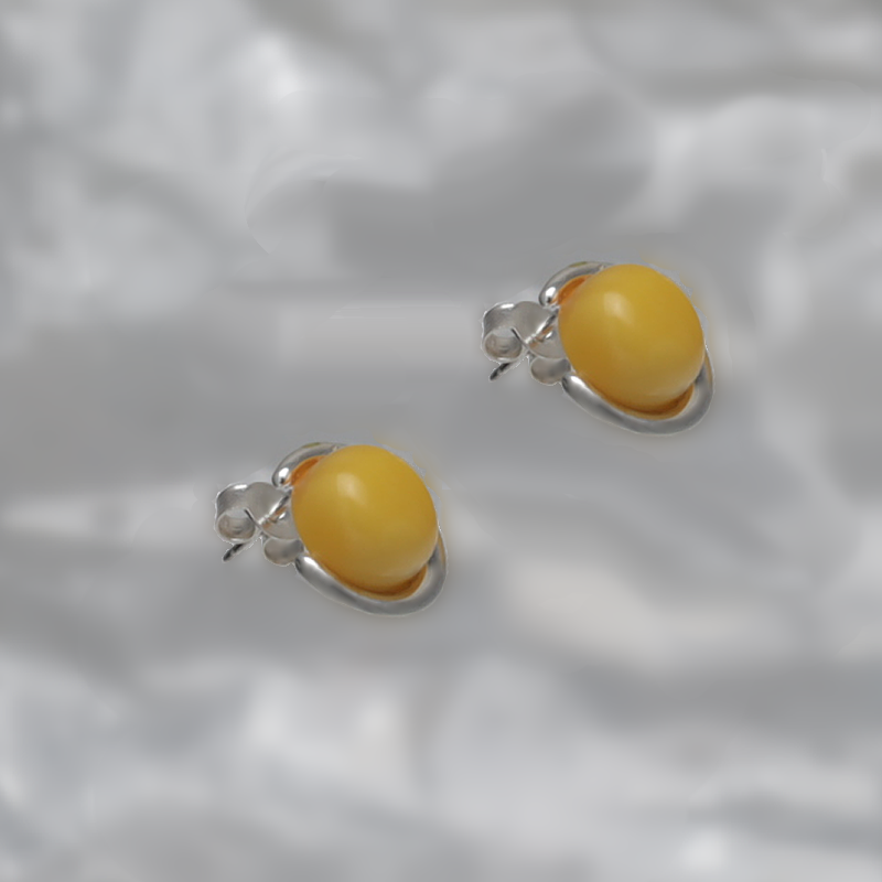 SILVER EARRINGS WITH AMBER_GKSB-011