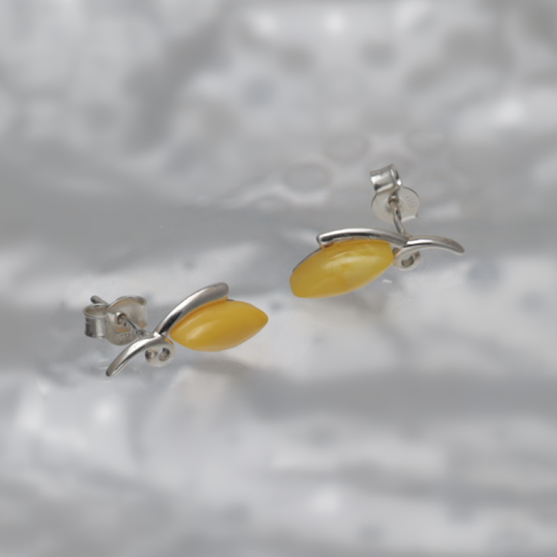 SILVER EARRINGS WITH AMBER_GKSB-017