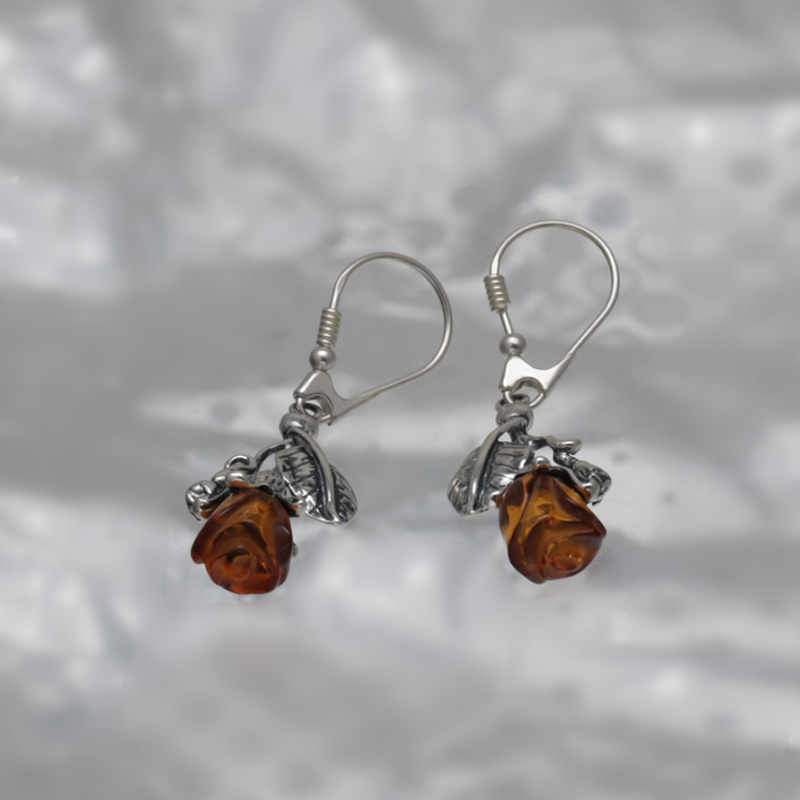 SILVER EARRINGS WITH AMBER_GKSB-018