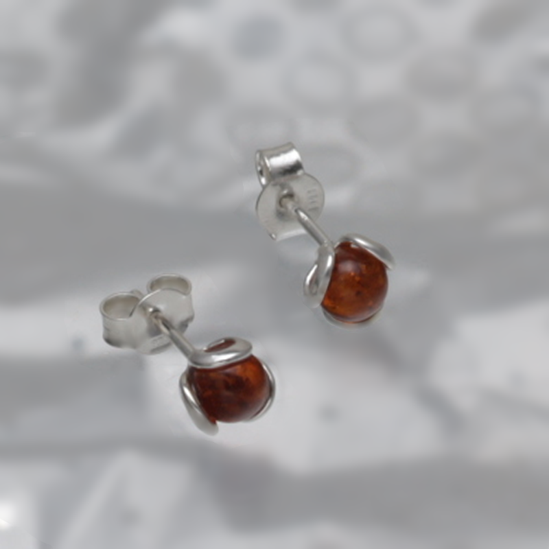 SILVER EARRINGS WITH AMBER_GKSB-025