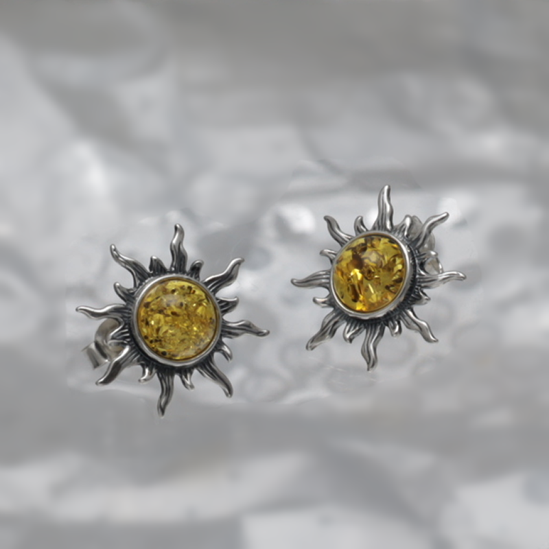 SILVER EARRINGS WITH AMBER_GKSB-051