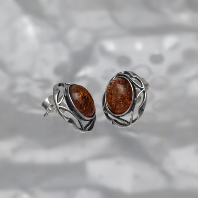 SILVER EARRINGS WITH AMBER_GKSB-056