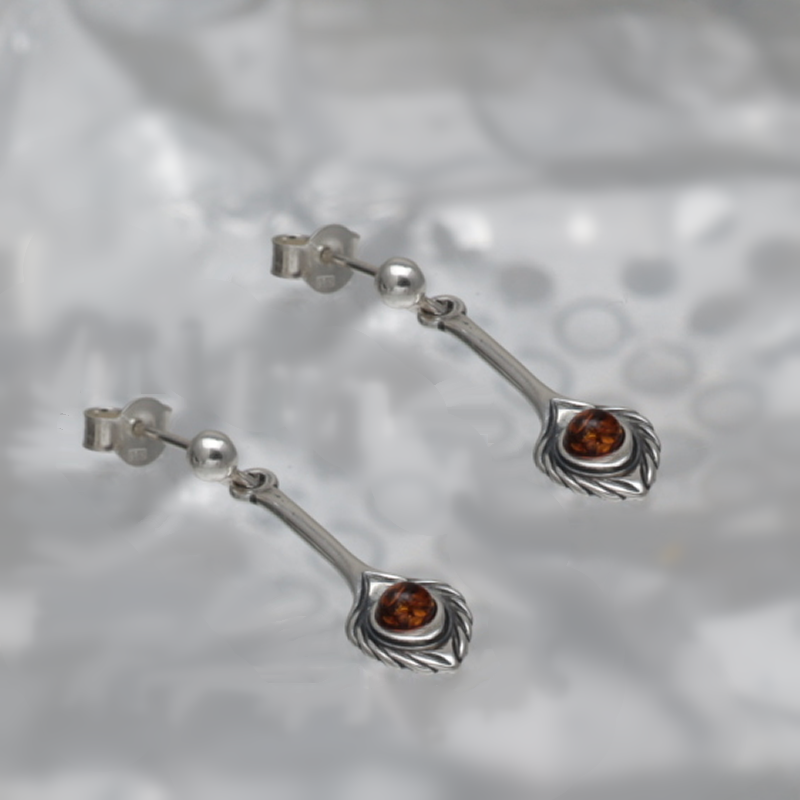 SILVER EARRINGS WITH AMBER_GKSB-057