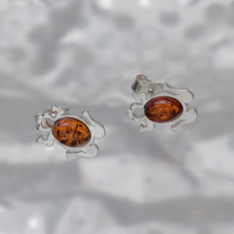 SILVER EARRINGS WITH AMBER_GKSB-066