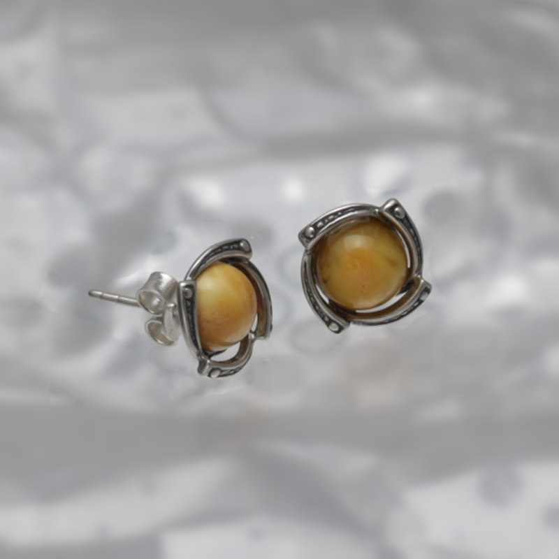 SILVER EARRINGS WITH AMBER_GKSB-071