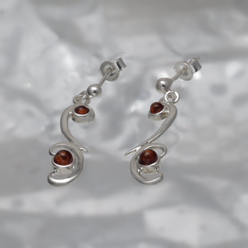 SILVER EARRINGS WITH AMBER_GKSB-072