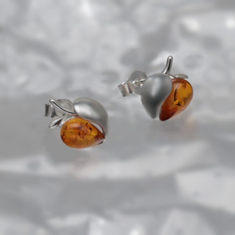 SILVER EARRINGS WITH AMBER_GKSB-074