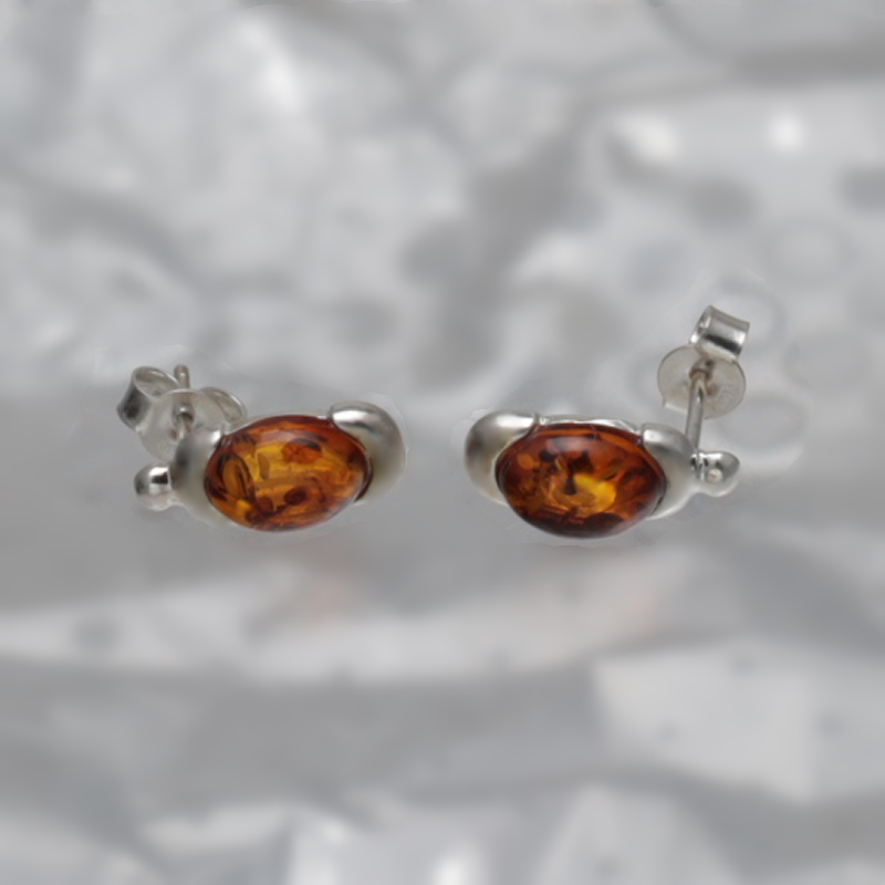 SILVER EARRINGS WITH AMBER_GKSB-075