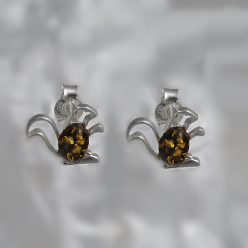 SILVER EARRINGS WITH AMBER_GKSB-076