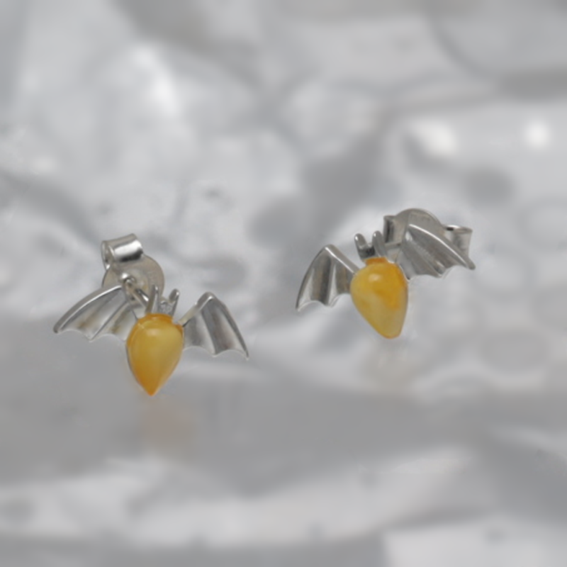 SILVER EARRINGS WITH AMBER_GKSB-077