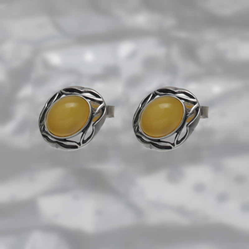 SILVER EARRINGS WITH AMBER_GKSB-085