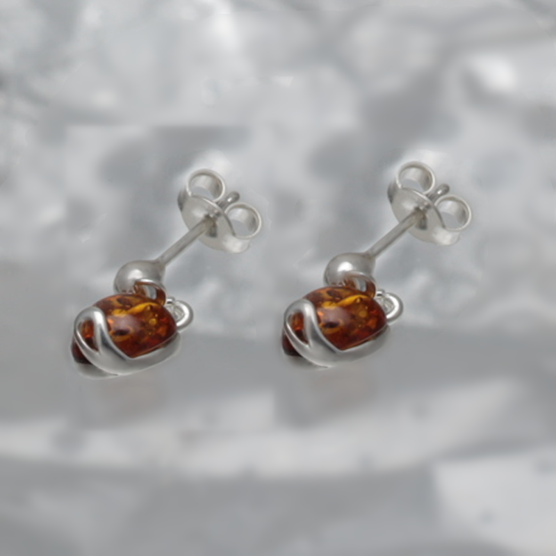 SILVER EARRINGS WITH AMBER_GKSB-092