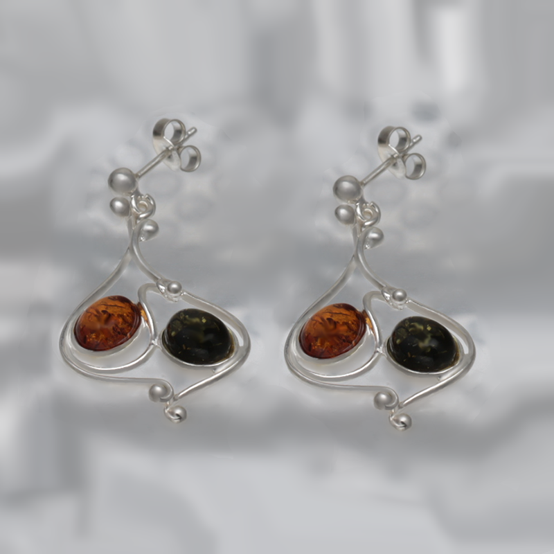 SILVER EARRINGS WITH AMBER_GKSB-107