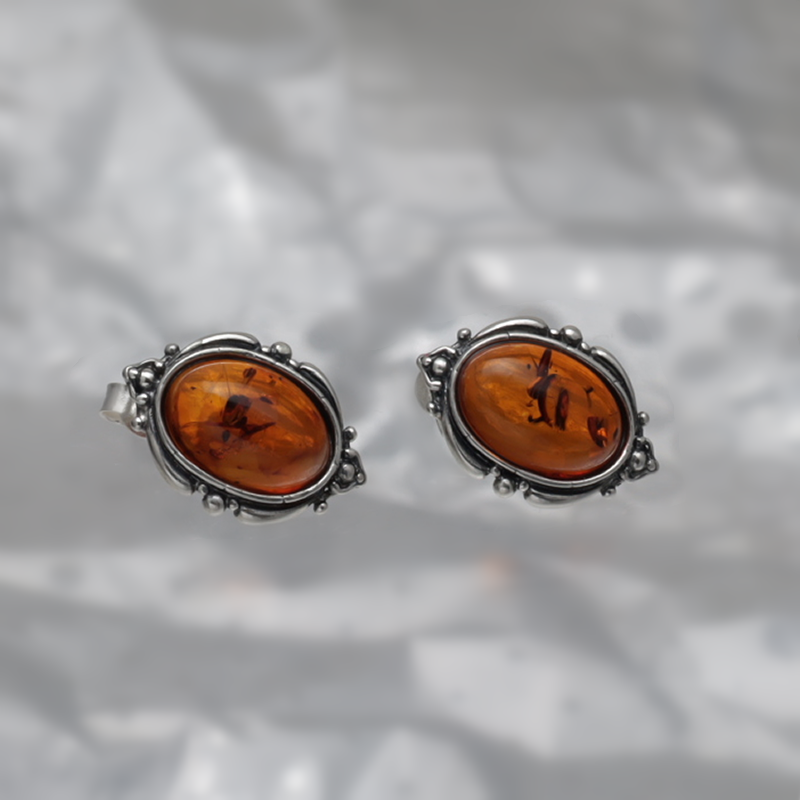 SILVER EARRINGS WITH AMBER_GKSB-109