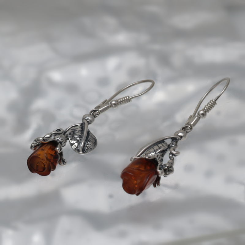 SILVER EARRINGS WITH AMBER_GKSB-113