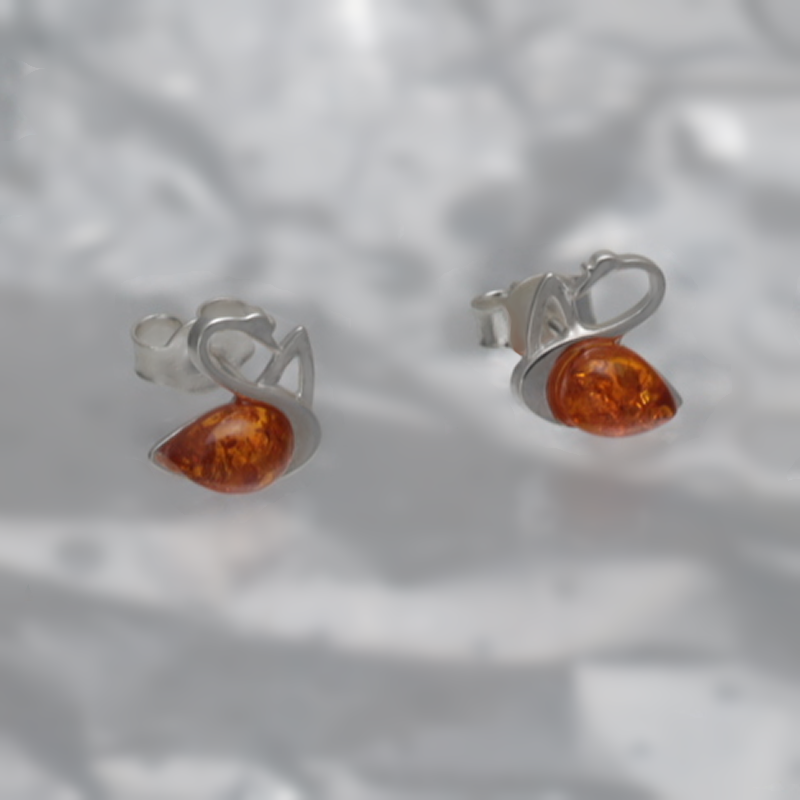 SILVER EARRINGS WITH AMBER_GKSB-118