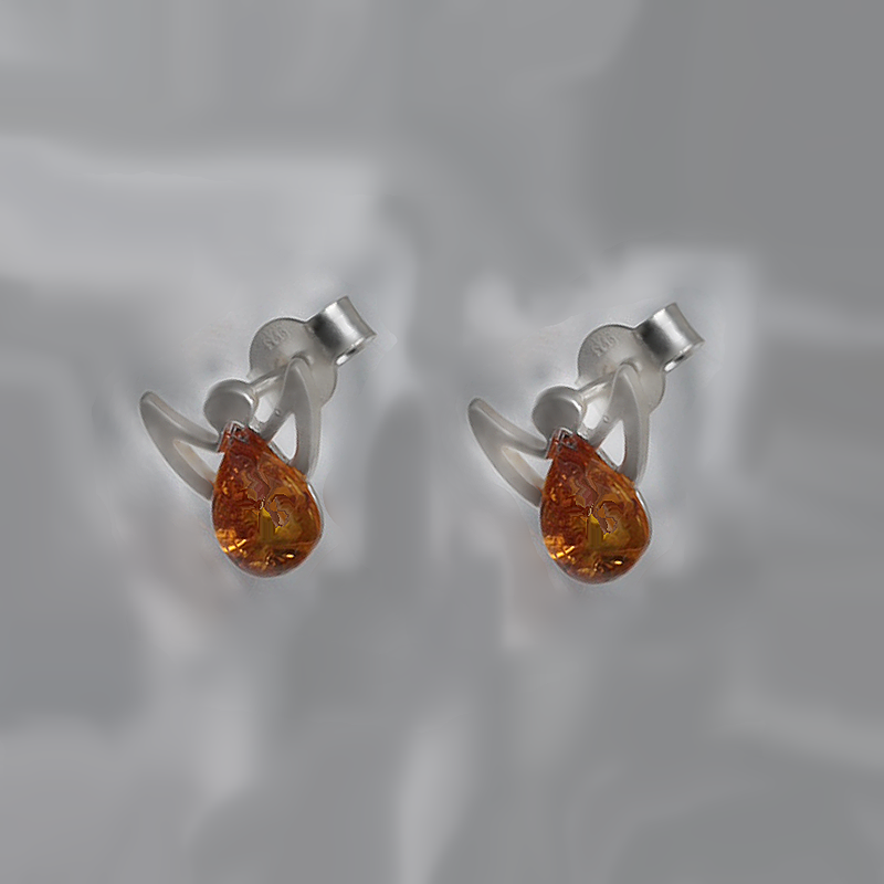 SILVER EARRINGS WITH AMBER_GKSB-127