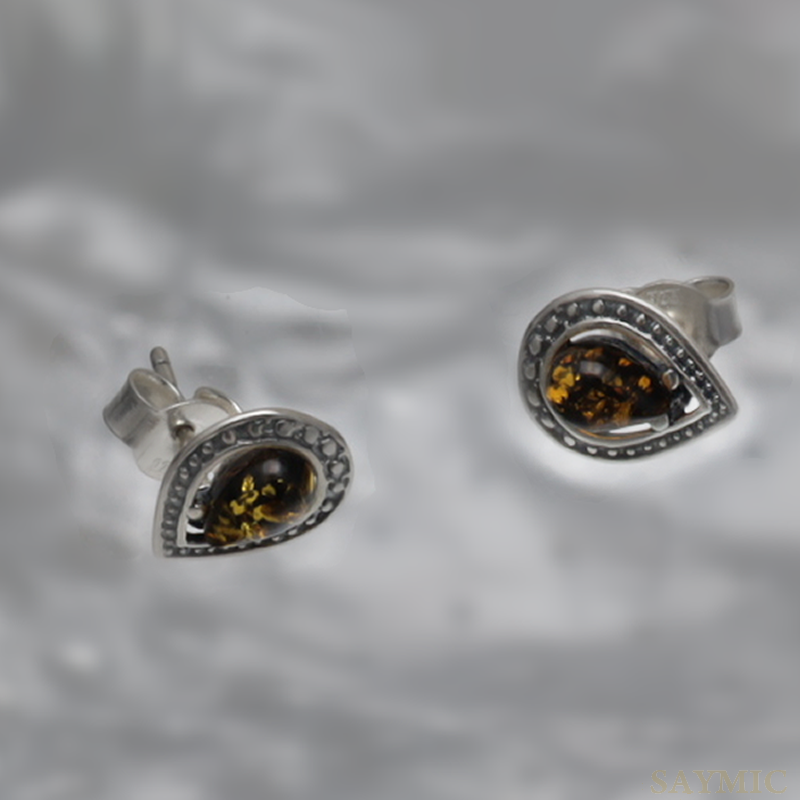 SILVER EARRINGS WITH AMBER_GKSB-137