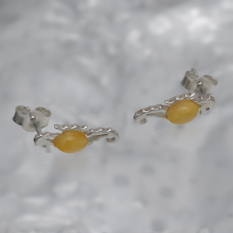 SILVER EARRINGS WITH AMBER_GKSB-155