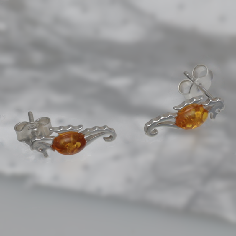 SILVER EARRINGS WITH AMBER_GKSB-156