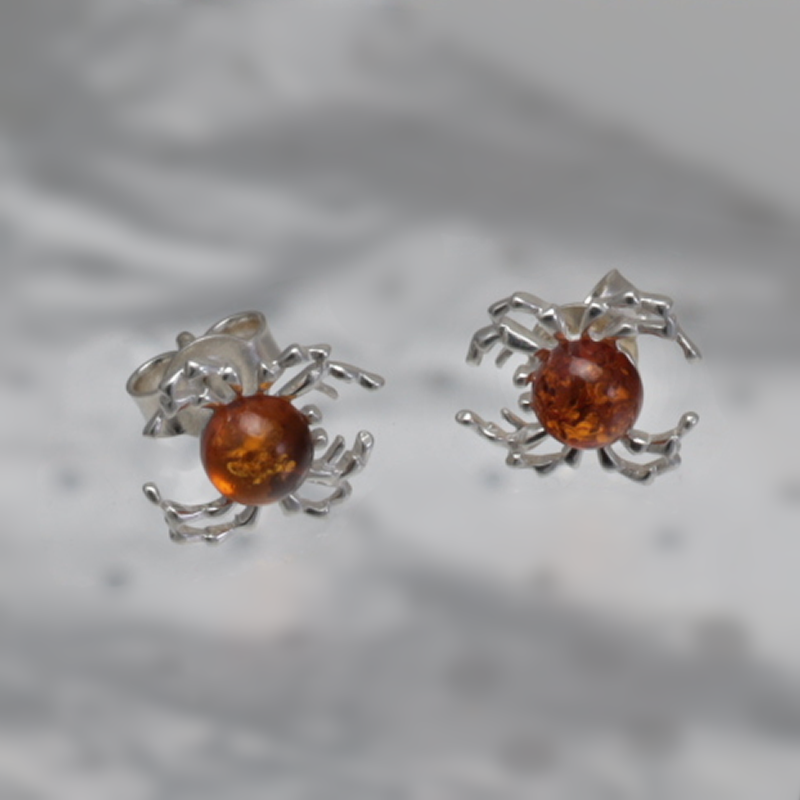 SILVER EARRINGS WITH AMBER_GKSB-159