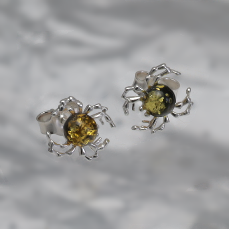 SILVER EARRINGS WITH AMBER_GKSB-160