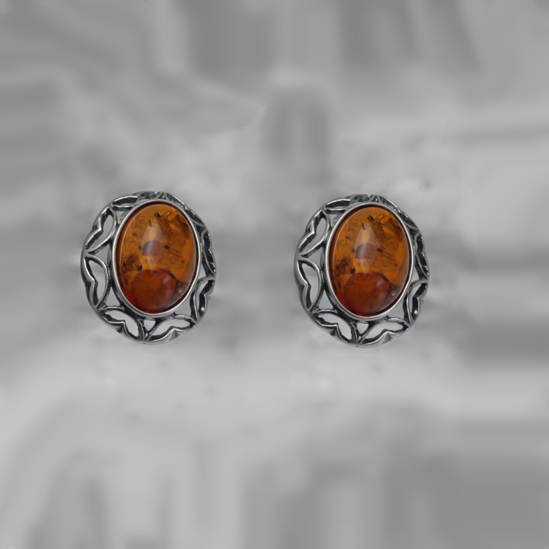 SILVER EARRINGS WITH AMBER_GKSB-161