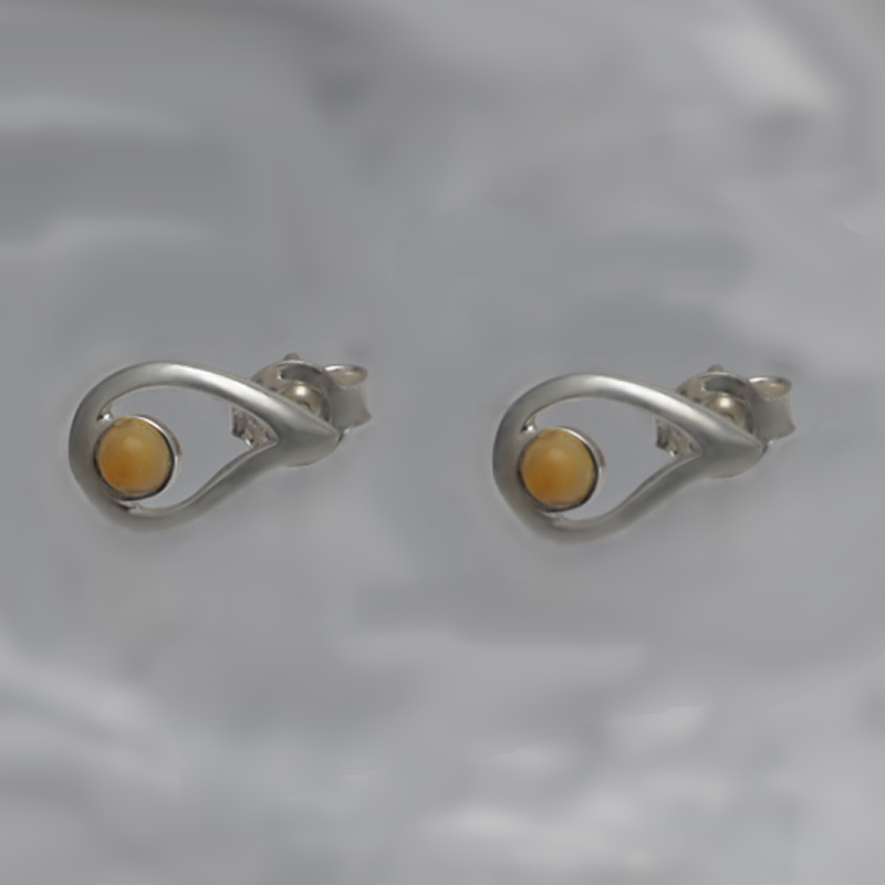 SILVER EARRINGS WITH AMBER_KKSB-001