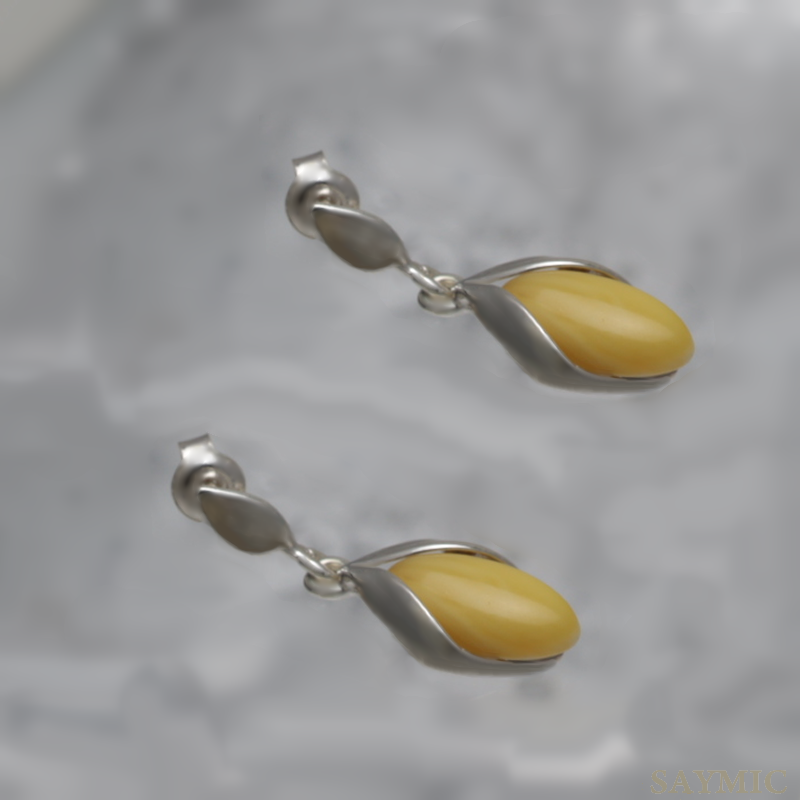 SILVER EARRINGS WITH AMBER_KKSB-005