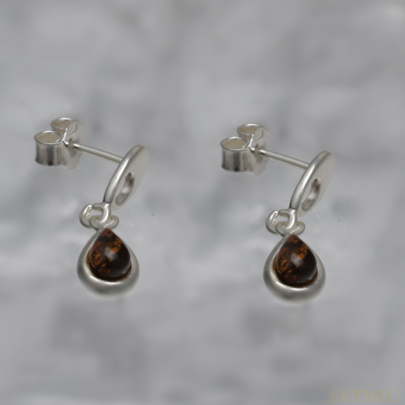 SILVER EARRINGS WITH AMBER_KKSB-006