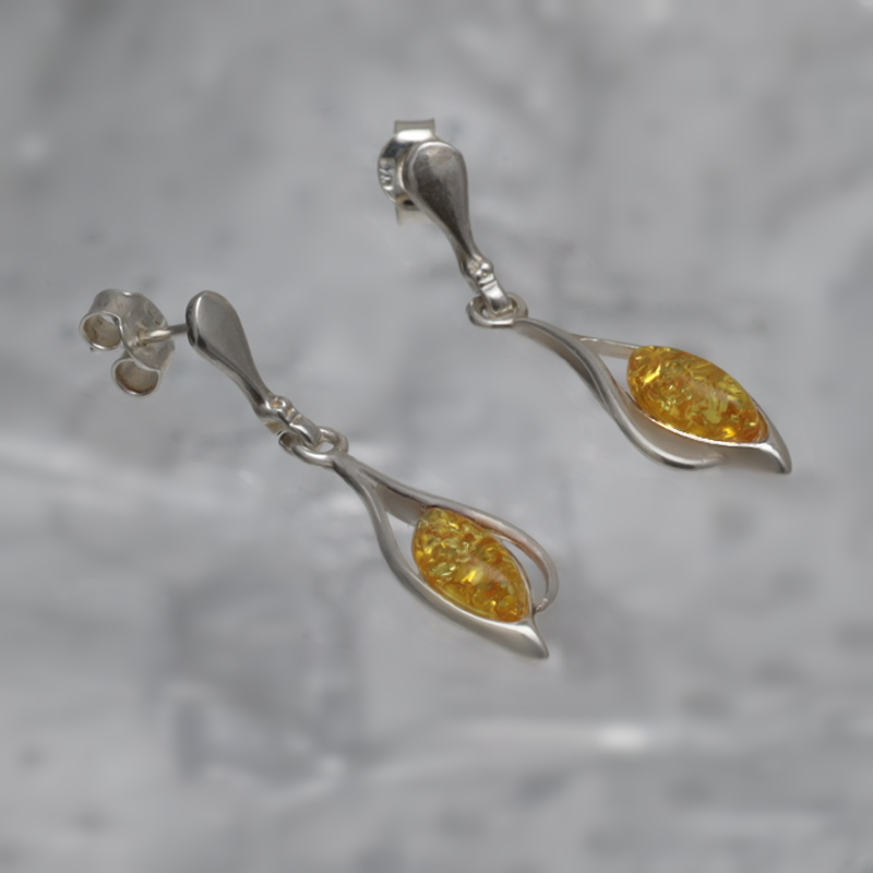 SILVER EARRINGS WITH AMBER_KKSB-008