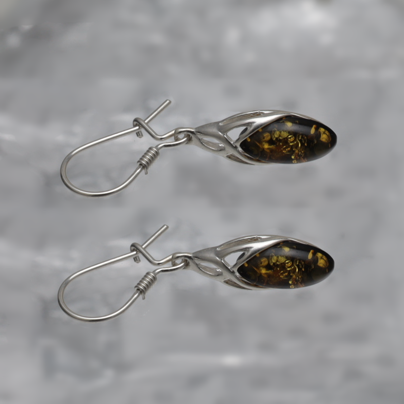 SILVER EARRINGS WITH AMBER_KKSB-010