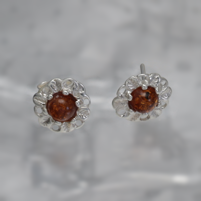 SILVER EARRINGS WITH AMBER_KKSB-012