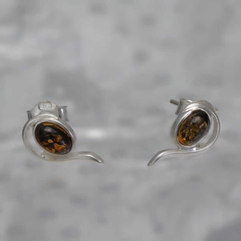 SILVER EARRINGS WITH AMBER_KKSB-014