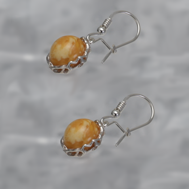 SILVER EARRINGS WITH AMBER_KKSB-023