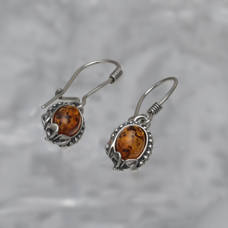 SILVER EARRINGS WITH AMBER_KKSB-025