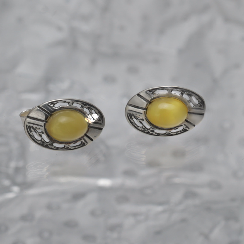 SILVER EARRINGS WITH AMBER_KKSB-026