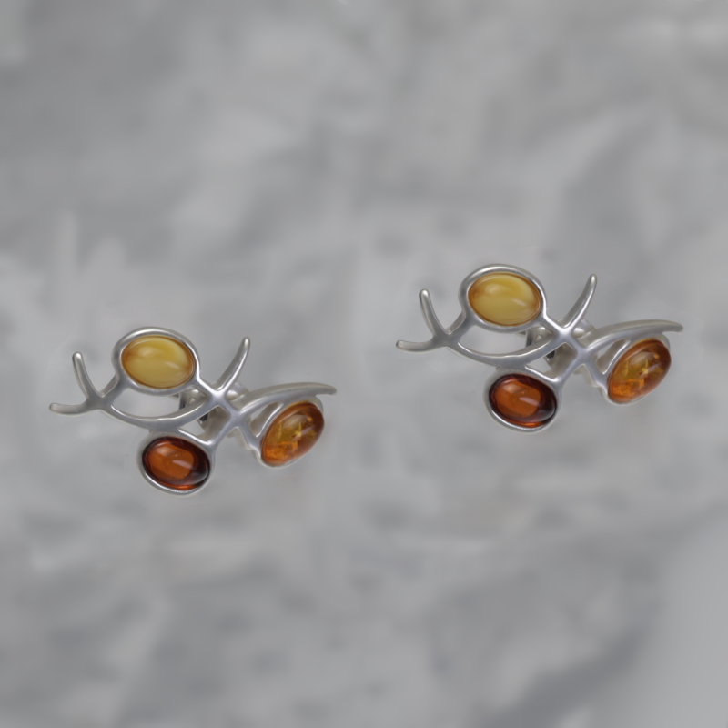 SILVER EARRINGS WITH AMBER_KKSB-035