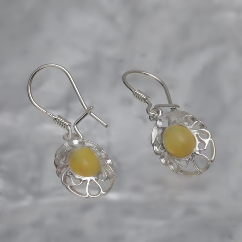 SILVER EARRINGS WITH AMBER_KKSB-042