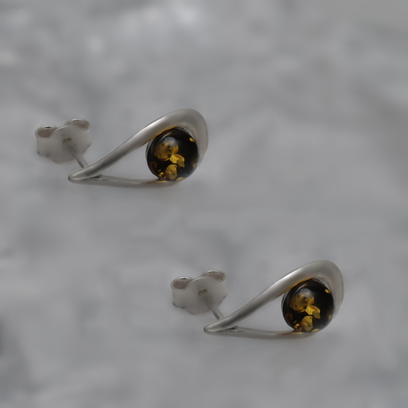 SILVER EARRINGS WITH AMBER_KKSB-067