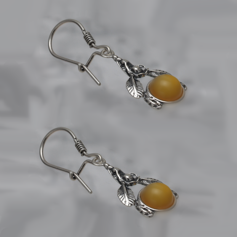 SILVER EARRINGS WITH AMBER_KKSB-082