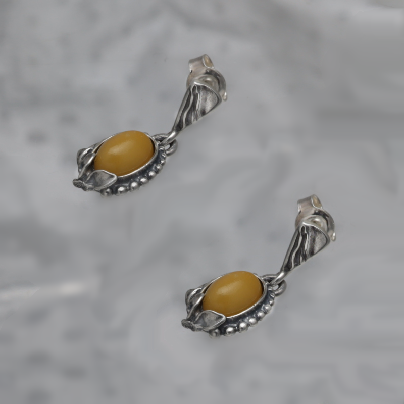 SILVER EARRINGS WITH AMBER_KKSB-090