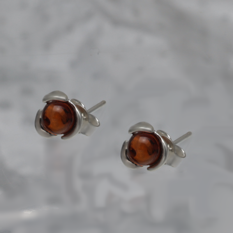 SILVER EARRINGS WITH AMBER_KKSB-091