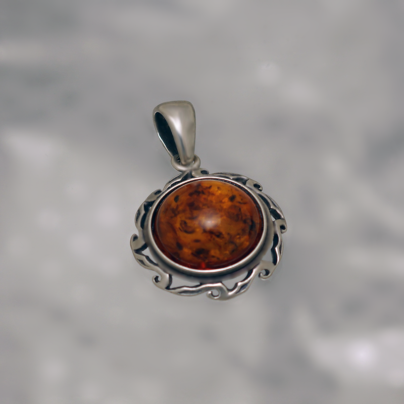 SILVER PENDANT WITH AMBER_GDSB-214